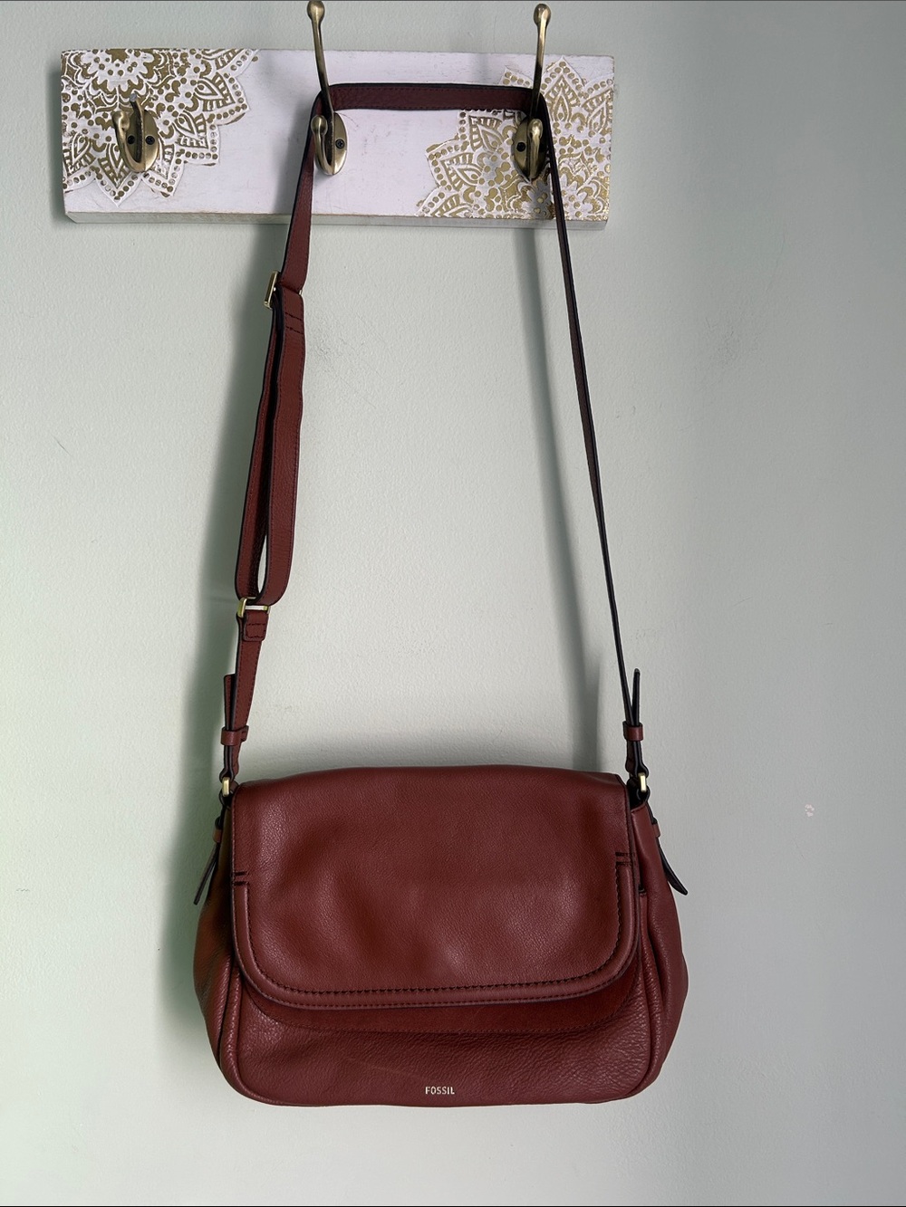 Fossil Women's Leather Crossbody Bag — Deep Chestnut